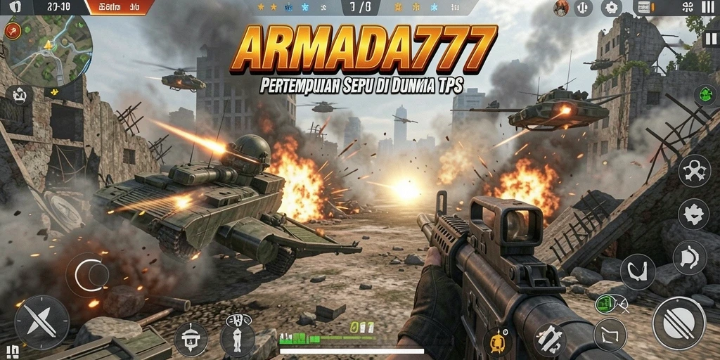 Gameplay seru <strong>ARMADA777</strong> yang penuh aksi di peta besar.
