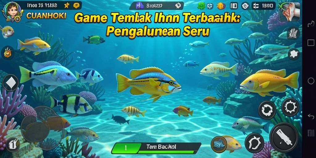 Tangkapan layar utama CUANHOKI menampilkan aksi seru dalam permainan Tembak Ikan.