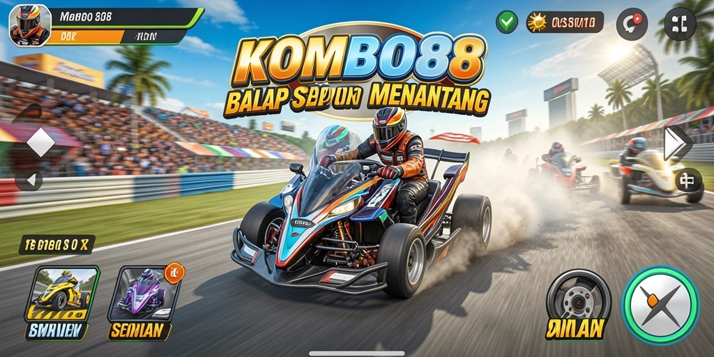 Tampilan gameplay balap yang mendebarkan di KOMBO88.