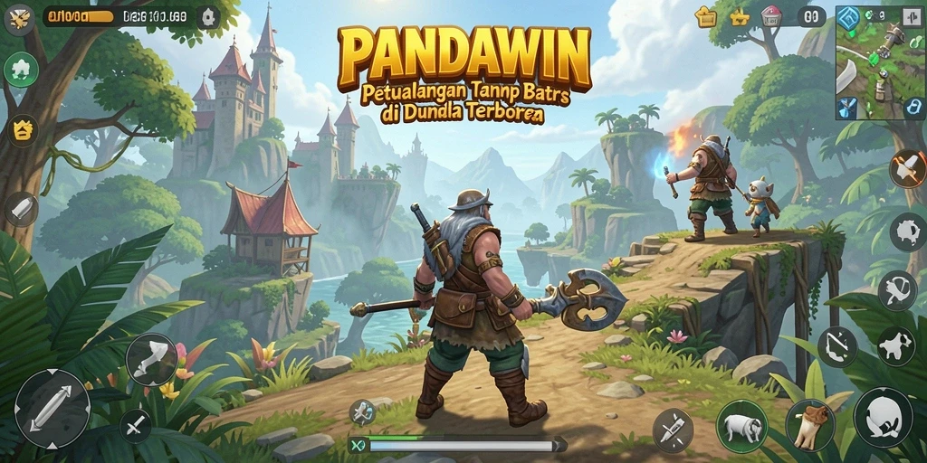 Tampilan gameplay PANDAWIN yang menakjubkan dalam dunia Open World.