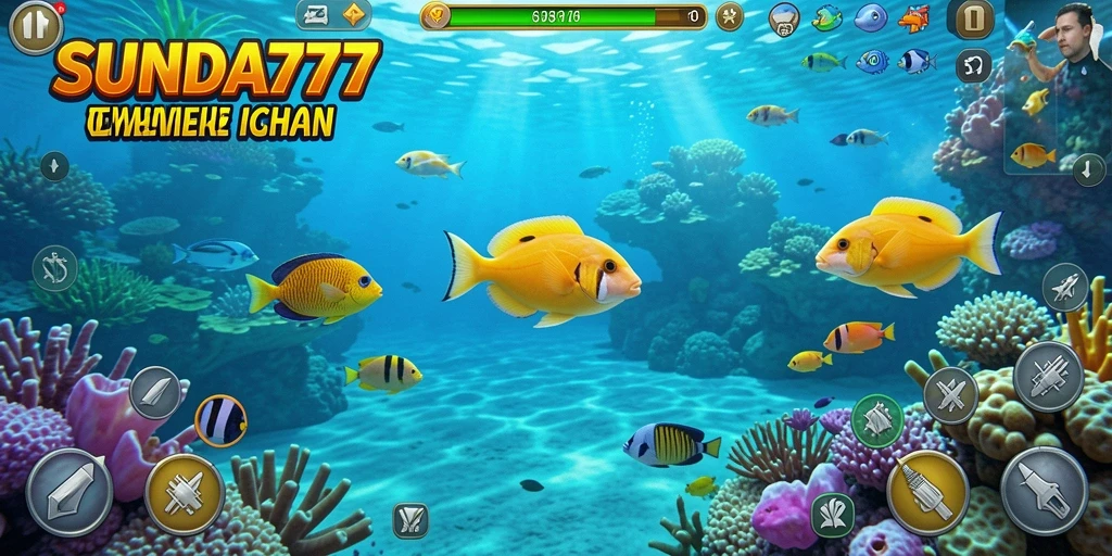 Tampak gameplay SUNDA777 yang seru dengan berbagai ikan untuk ditangkap.