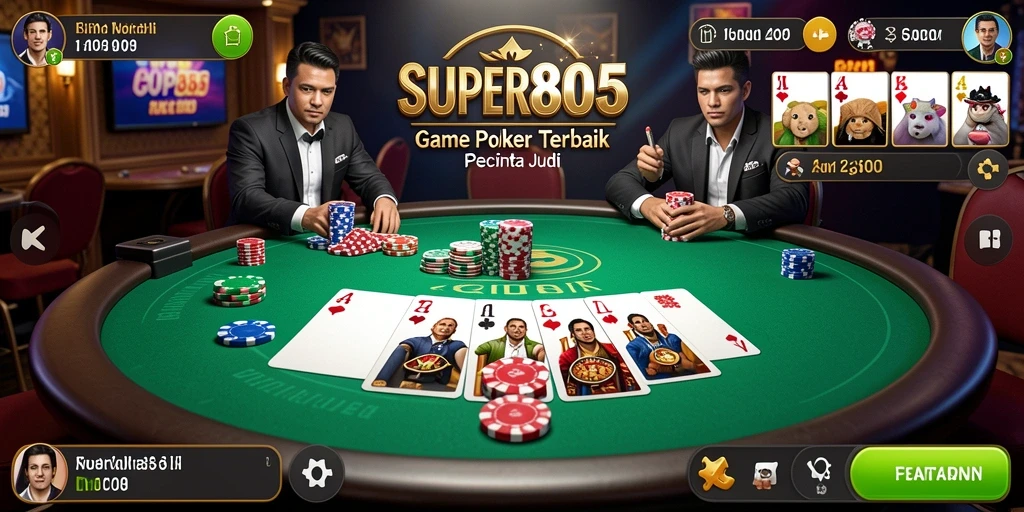Screenshot gameplay SUPER805 menampilkan suasana seru bermain Poker.